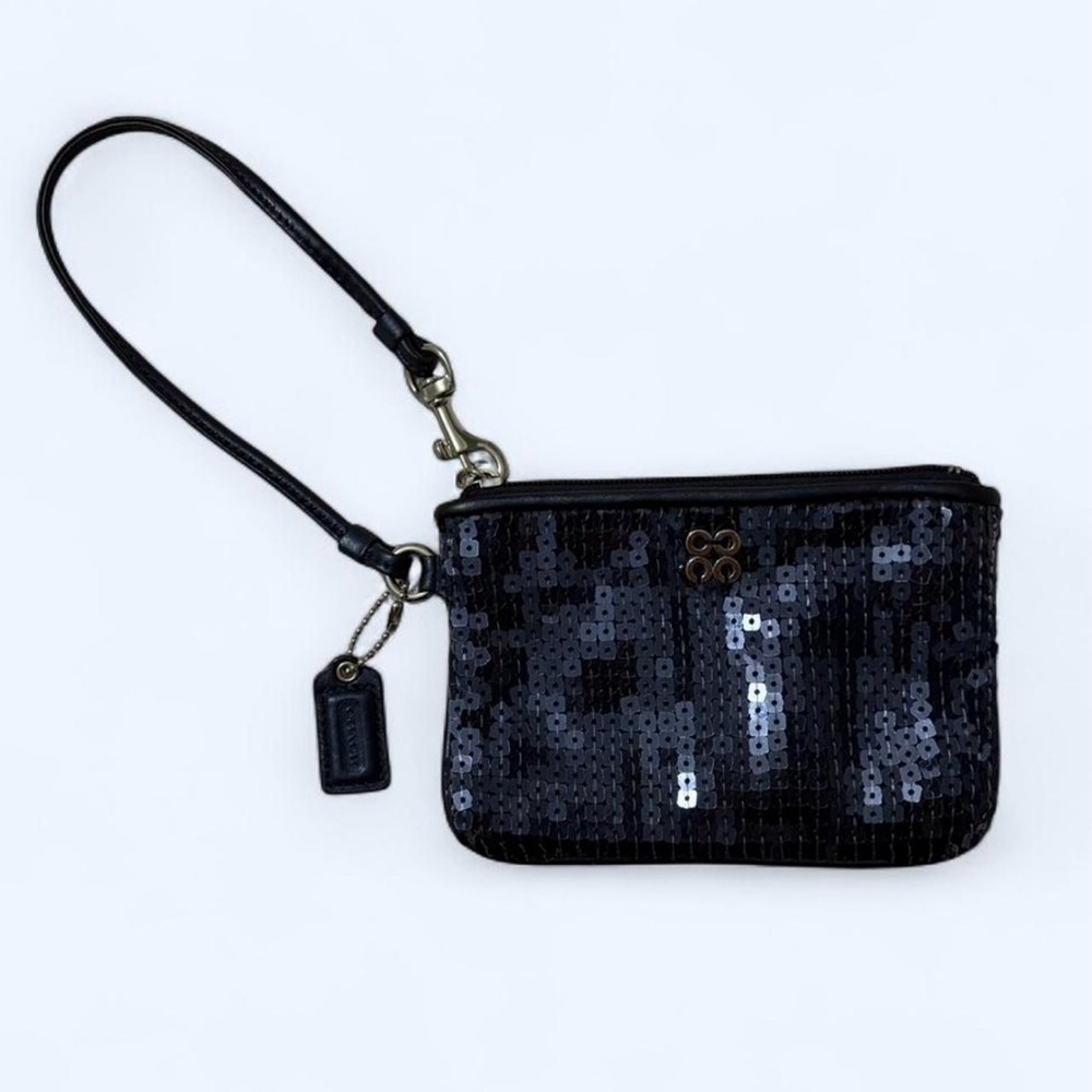 Coach Navy Sequin Wristlet